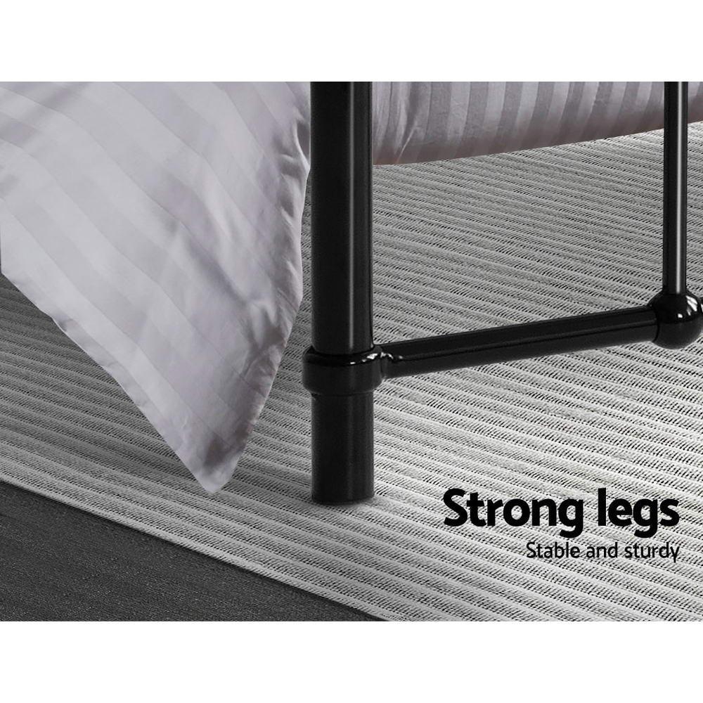 Metal Bed Frame King Single Size Platform Foundation Mattress Base Leo Black - John Cootes