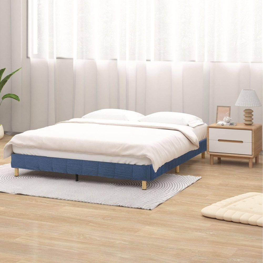 Metal Bed Frame Mattress Foundation Blue &#8211; Double - John Cootes