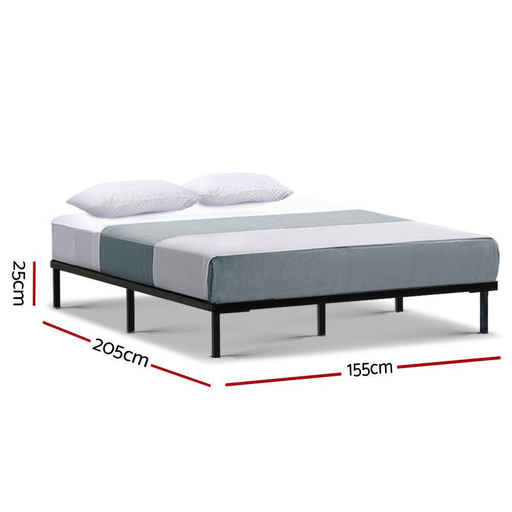 Metal Bed Frame Queen Size Mattress Base Platform Foundation Wooden Black TED - John Cootes