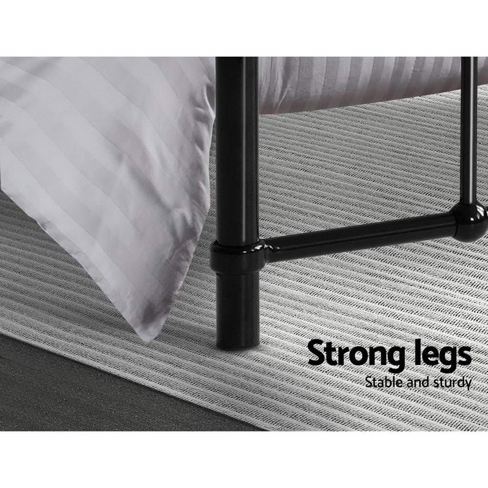 Metal Bed Frame Queen Size Platform Foundation Mattress Base Leo Black - John Cootes