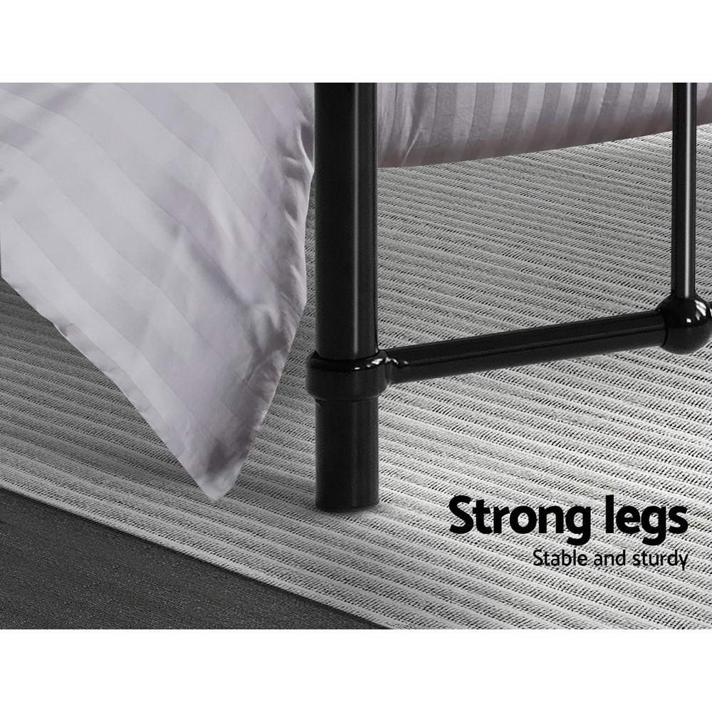 Metal Bed Frame Single Size Platform Foundation Mattress Base Leo Black - John Cootes