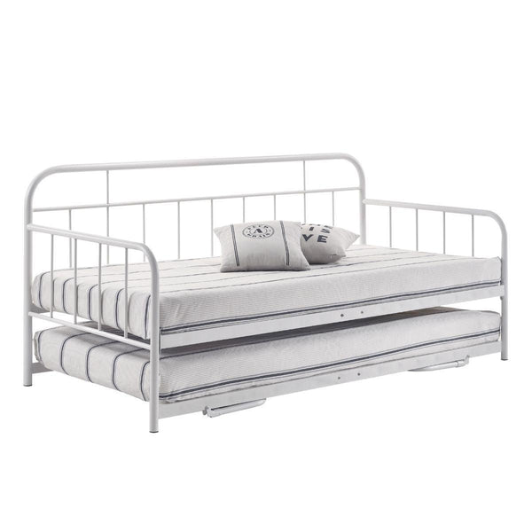Metal Daybed Pop Up Trundle Sofa Bed Frame Single Size White - John Cootes