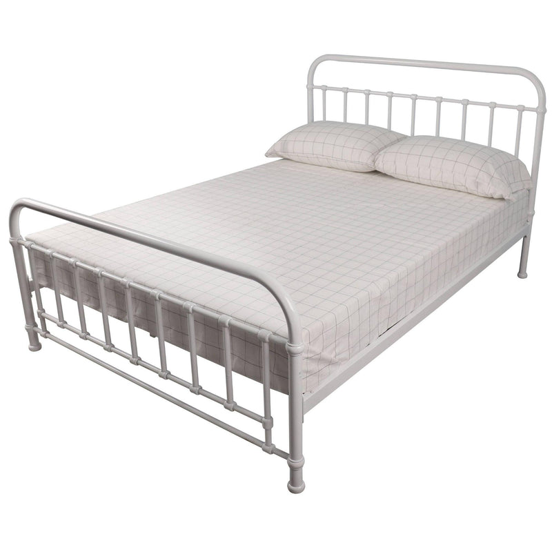 Metallica Double Bed Size Metal Frame Platform Mattress Base - White - John Cootes