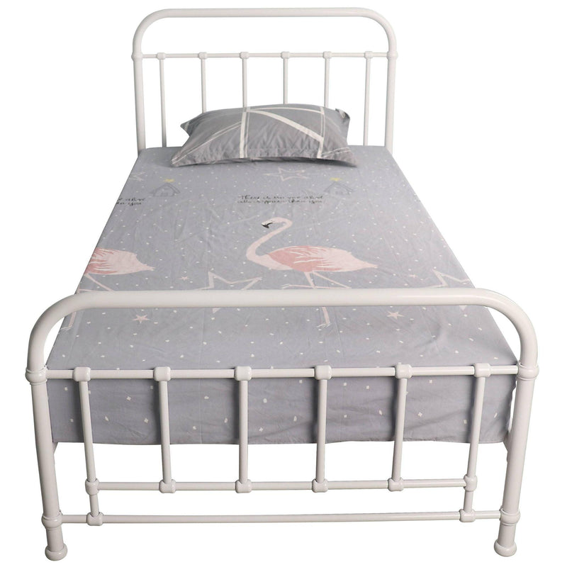 Metallica King Single Bed Size Metal Frame Platform Mattress Base - White - John Cootes