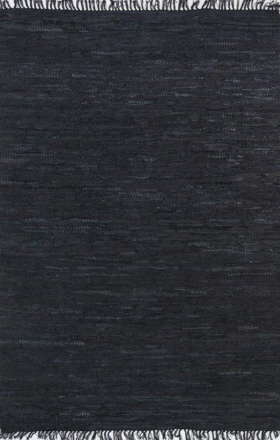 Metro Black Modern Leather Rug 150x220cm - John Cootes