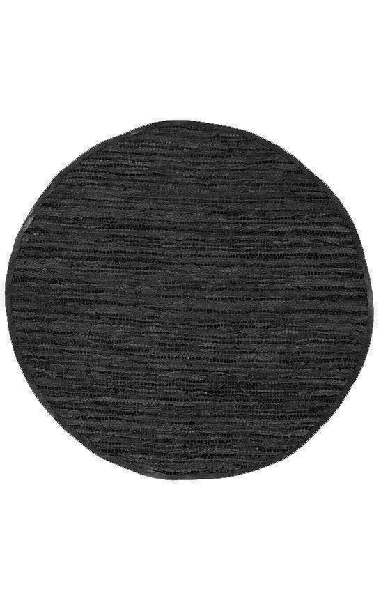 Metro Black Modern Leather Rug 160x160cm Round - John Cootes