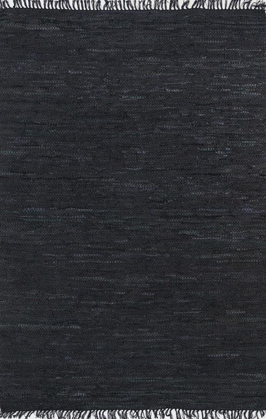 Metro Black Modern Leather Rug 190x280cm - John Cootes