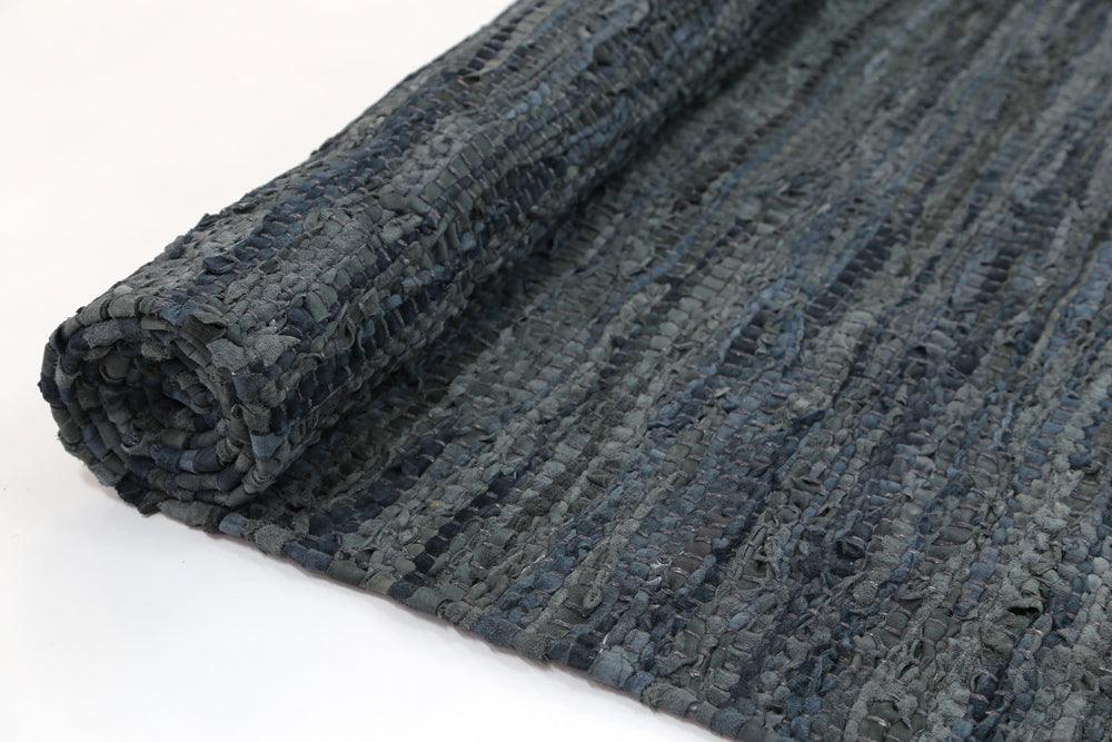 Metro Grey Modern Leather Rug 240x240cm - John Cootes