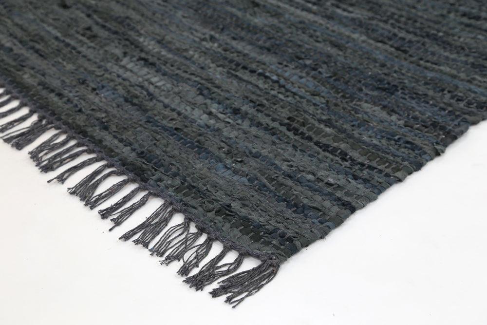 Metro Grey Modern Leather Rug 80x400cm - John Cootes