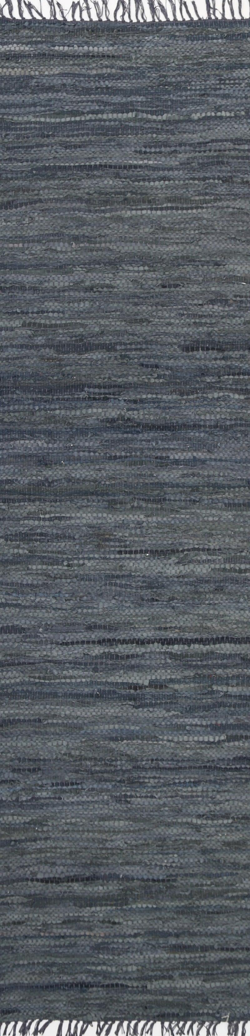 Metro Grey Modern Leather Rug 80x400cm - John Cootes