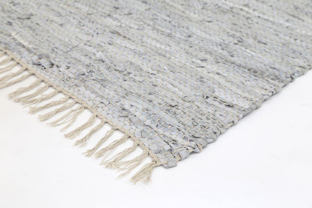 Metro White Modern Leather Rug 150x220cm - John Cootes