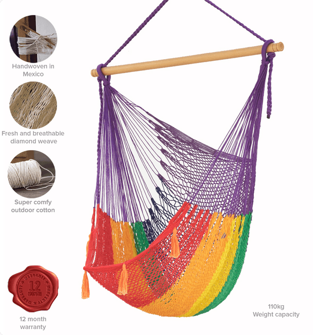 Mexican Hammock Swing Chair Rainbow - John Cootes