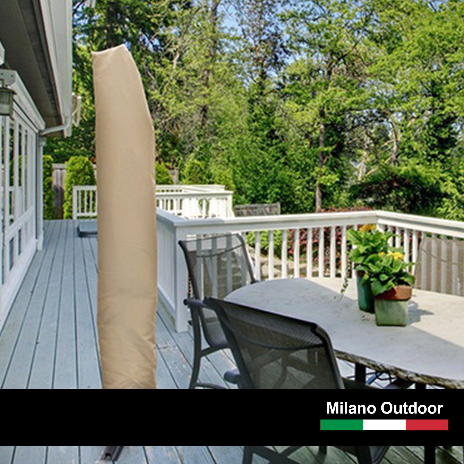 Milano 3M Outdoor Umbrella Cantilever With Protective Cover Patio Garden Shade - Beige - John Cootes