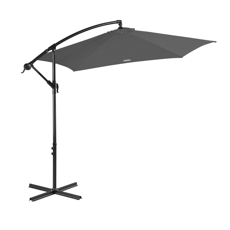 Milano 3M Outdoor Umbrella Cantilever With Protective Cover Patio Garden Shade - Charcoal - John Cootes