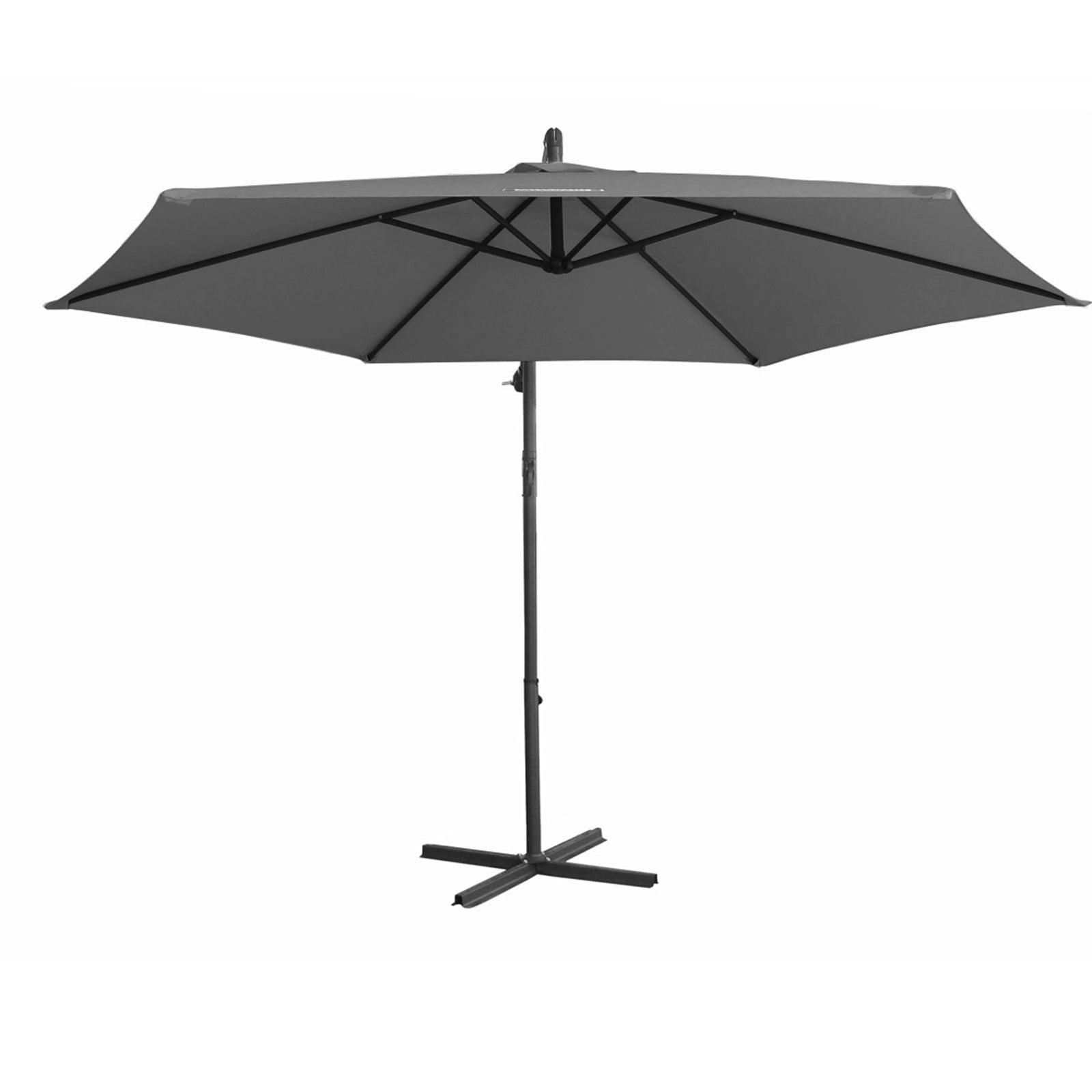 Milano 3M Outdoor Umbrella Cantilever With Protective Cover Patio Garden Shade - Charcoal - John Cootes