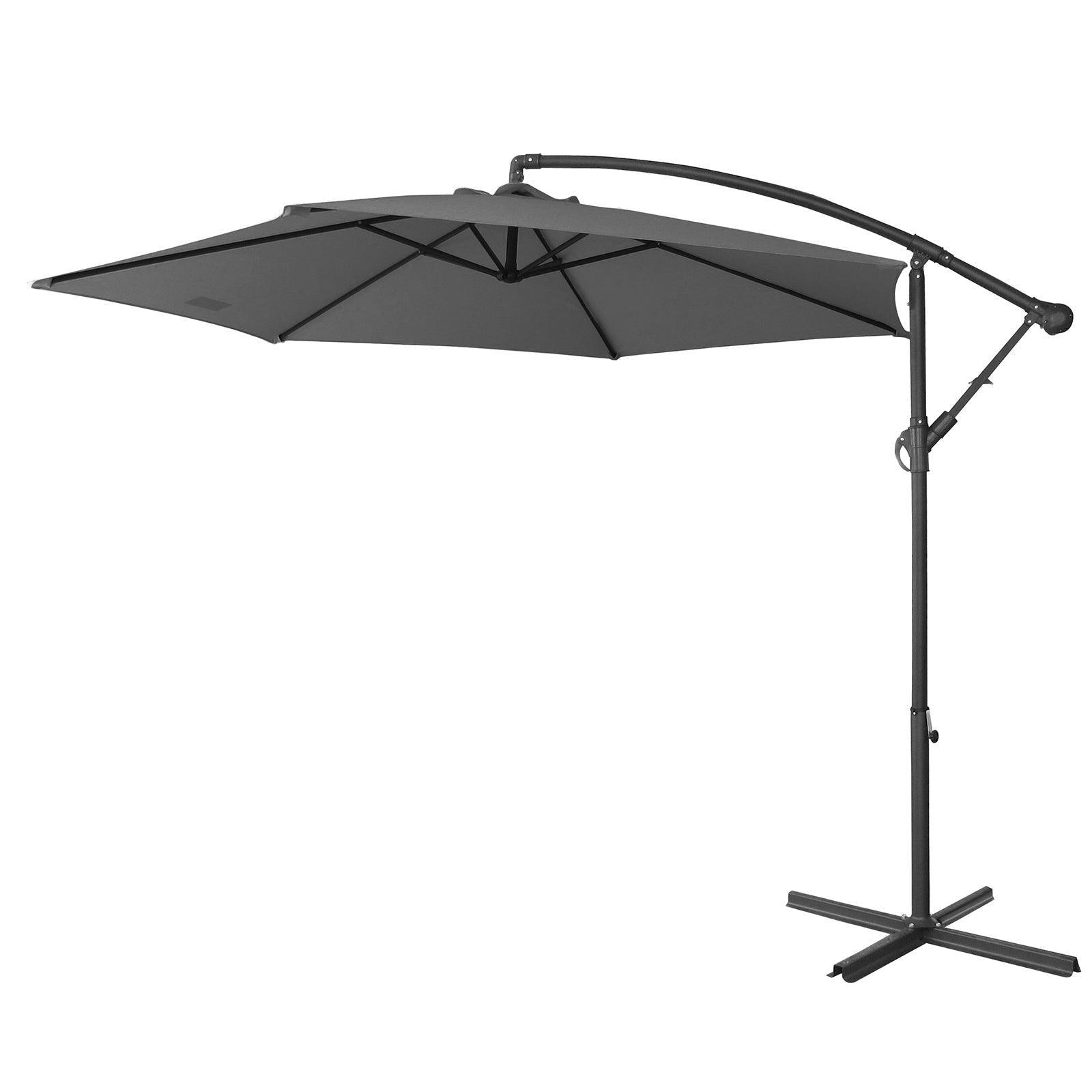 Milano 3M Outdoor Umbrella Cantilever With Protective Cover Patio Garden Shade - Charcoal - John Cootes