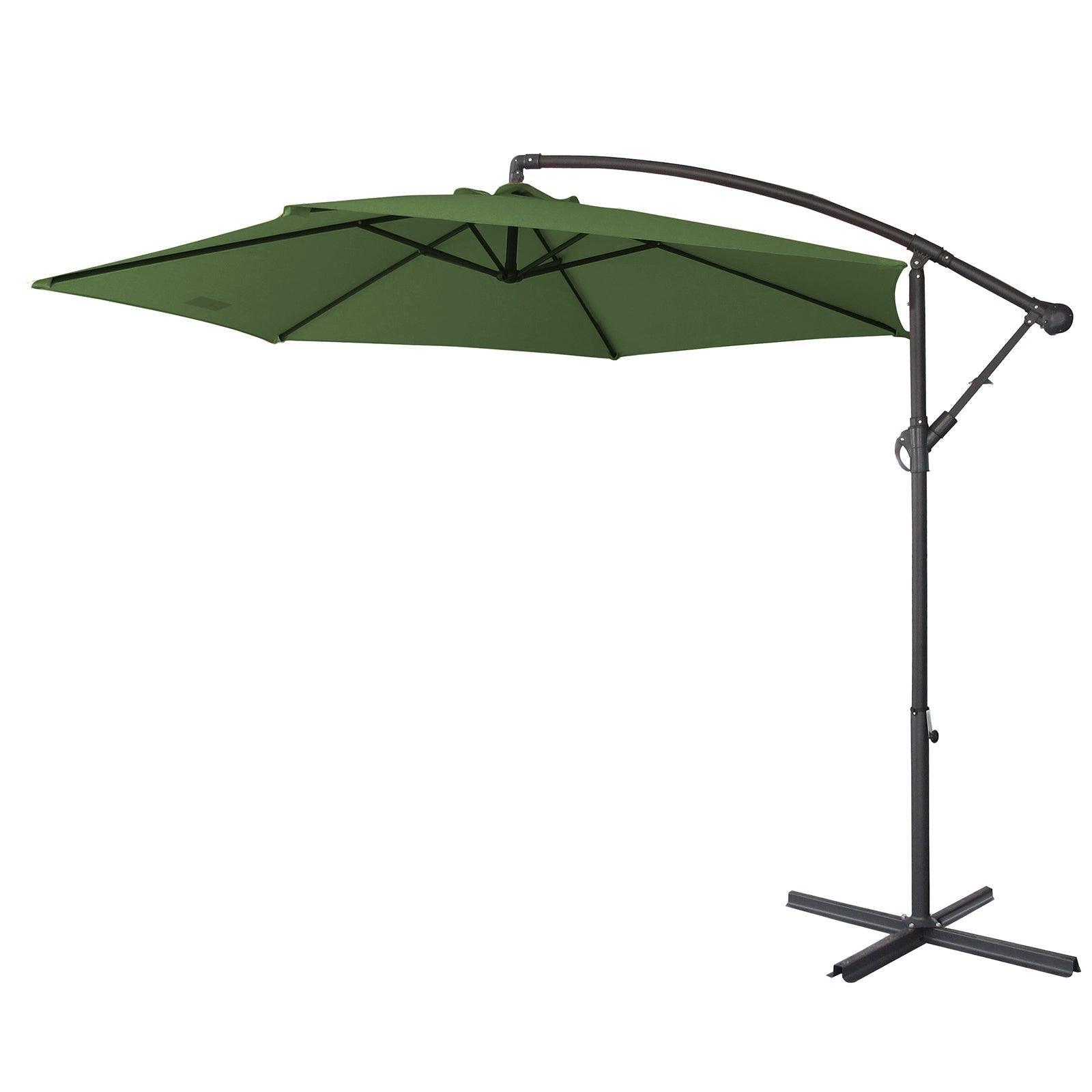 Milano 3M Outdoor Umbrella Cantilever With Protective Cover Patio Garden Shade - Green - John Cootes