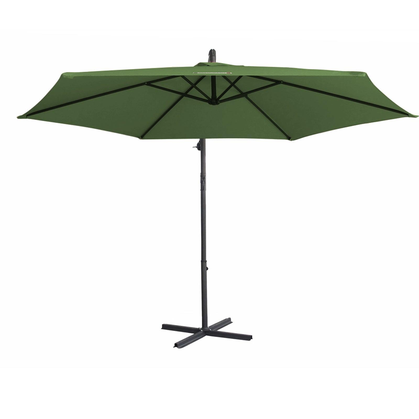 Milano 3M Outdoor Umbrella Cantilever With Protective Cover Patio Garden Shade - Green - John Cootes