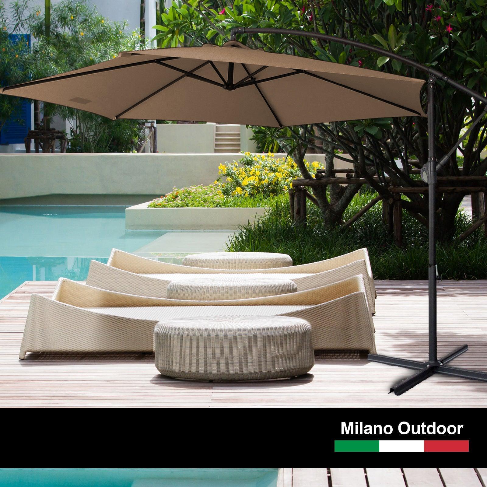 Milano 3M Outdoor Umbrella Cantilever With Protective Cover Patio Garden Shade - Latte - John Cootes