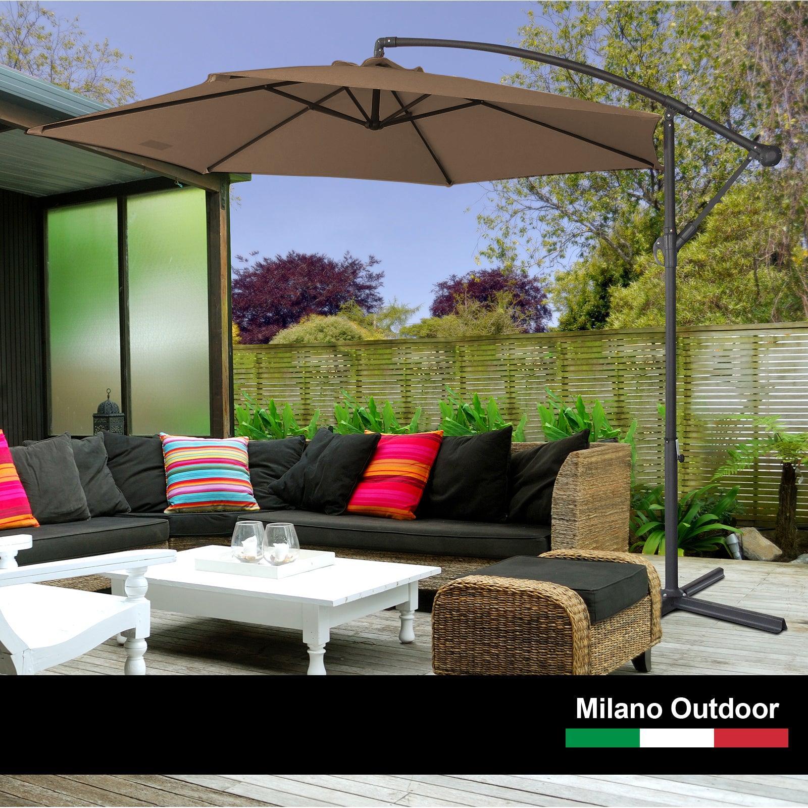 Milano 3M Outdoor Umbrella Cantilever With Protective Cover Patio Garden Shade - Latte - John Cootes