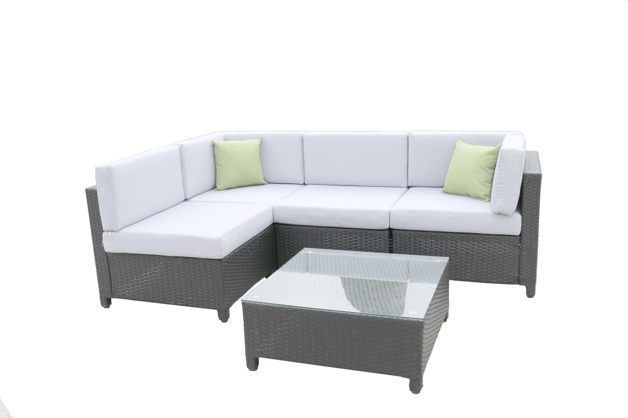 Milano 5 Piece Wicker Rattan Sofa Set Black Grey Outdoor Lounge Patio Furniture - John Cootes