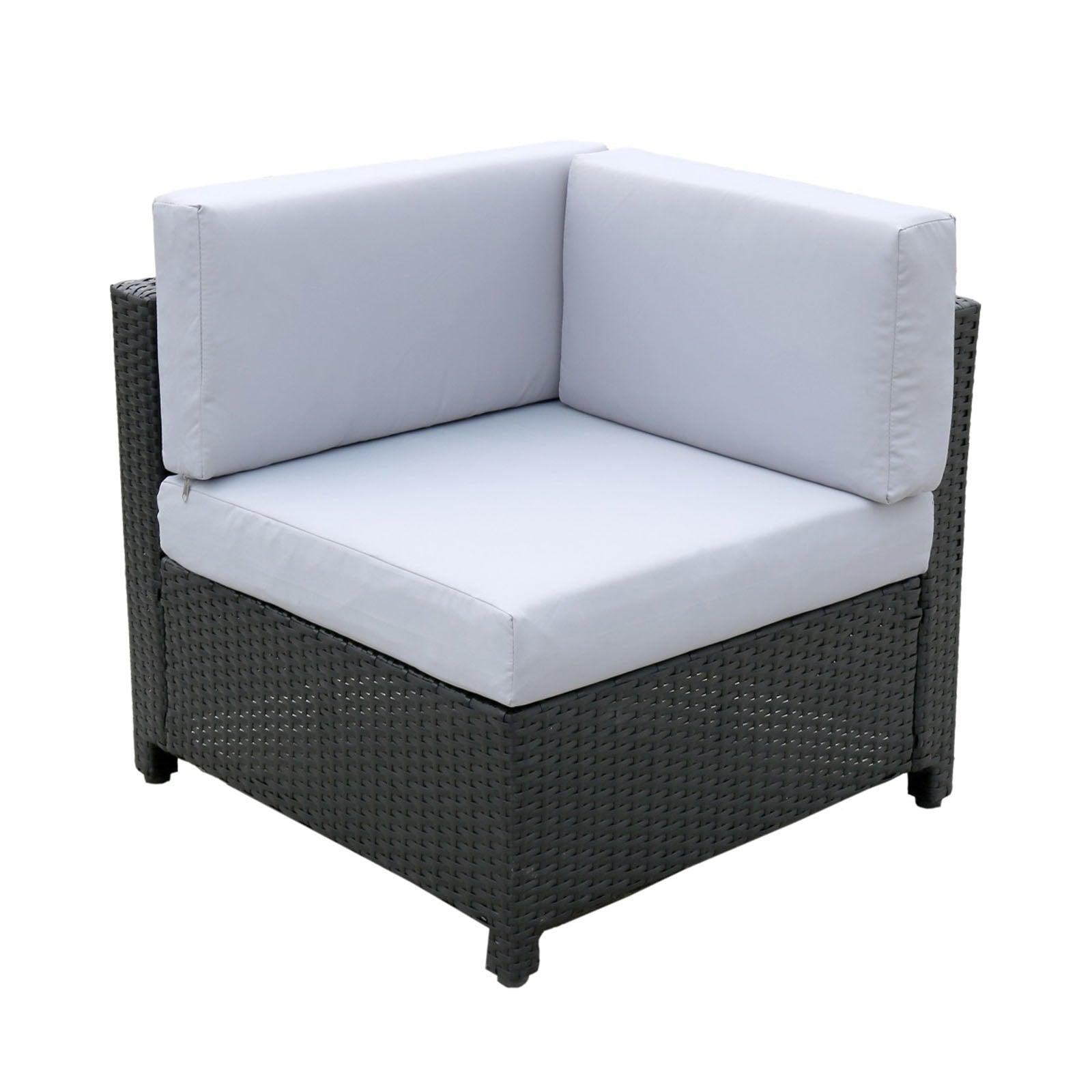 Milano 5 Piece Wicker Rattan Sofa Set Black Grey Outdoor Lounge Patio Furniture - John Cootes