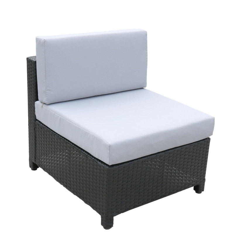 Milano 5 Piece Wicker Rattan Sofa Set Black Grey Outdoor Lounge Patio Furniture - John Cootes