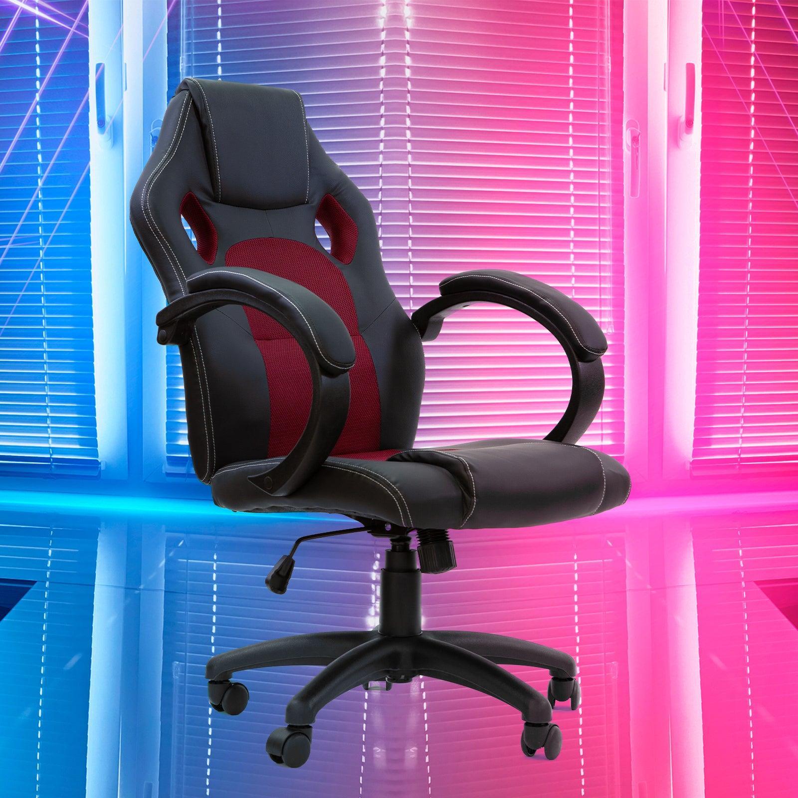 Milano Adjustable Ergonomic Racing Chair Computer Executive Chair Red Black - John Cootes