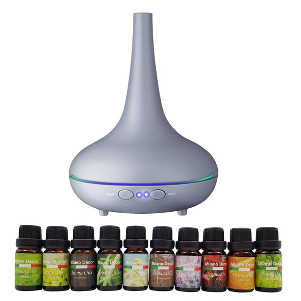 Milano Aroma Diffuser Set With 13 Pack Diffuser Oils Humidifier Aromatherapy - Matt Grey - John Cootes