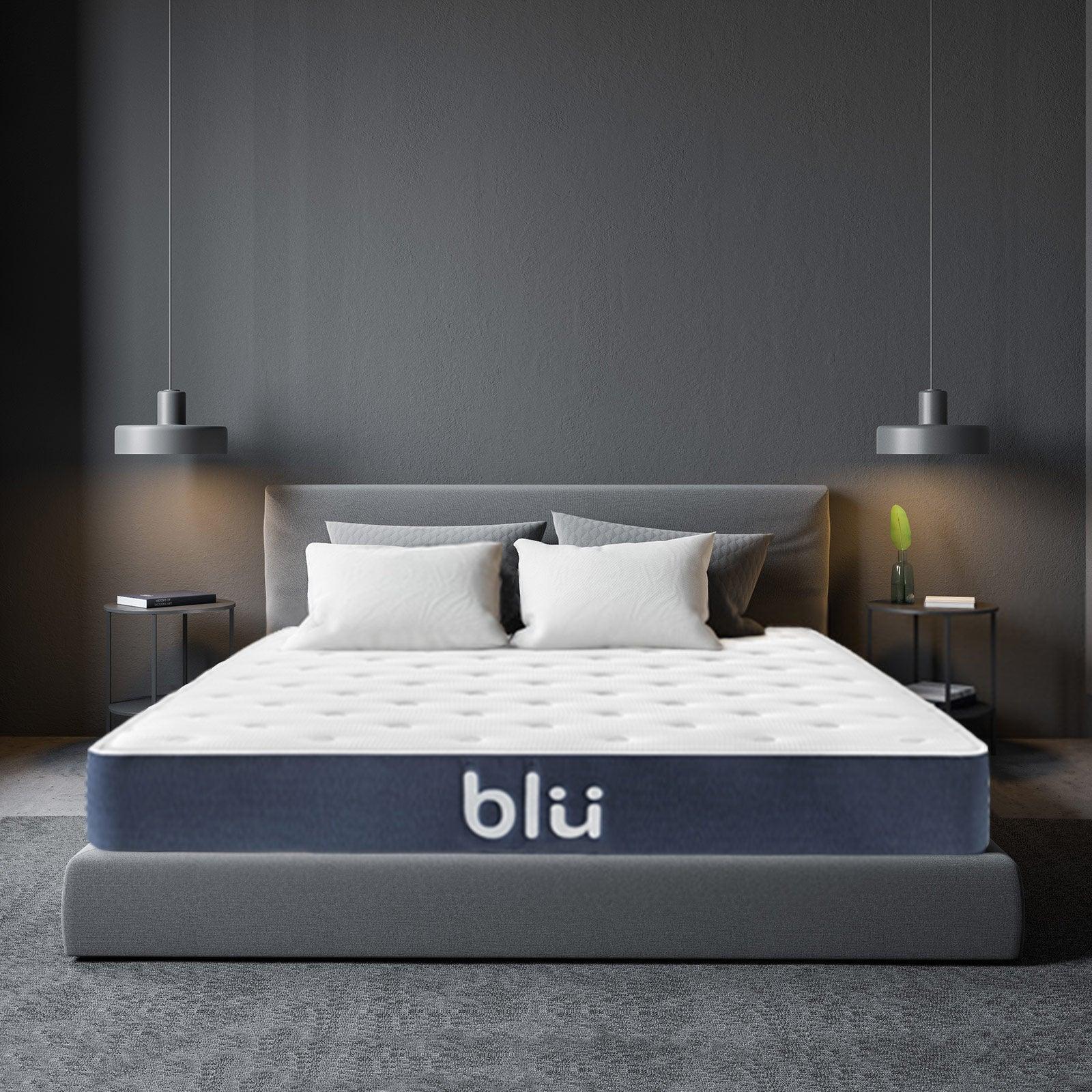 Milano Blu Mattress Hybrid Memory Foam Bonnell Spring Design Medium Firm 23cm - Double - White Blue - John Cootes