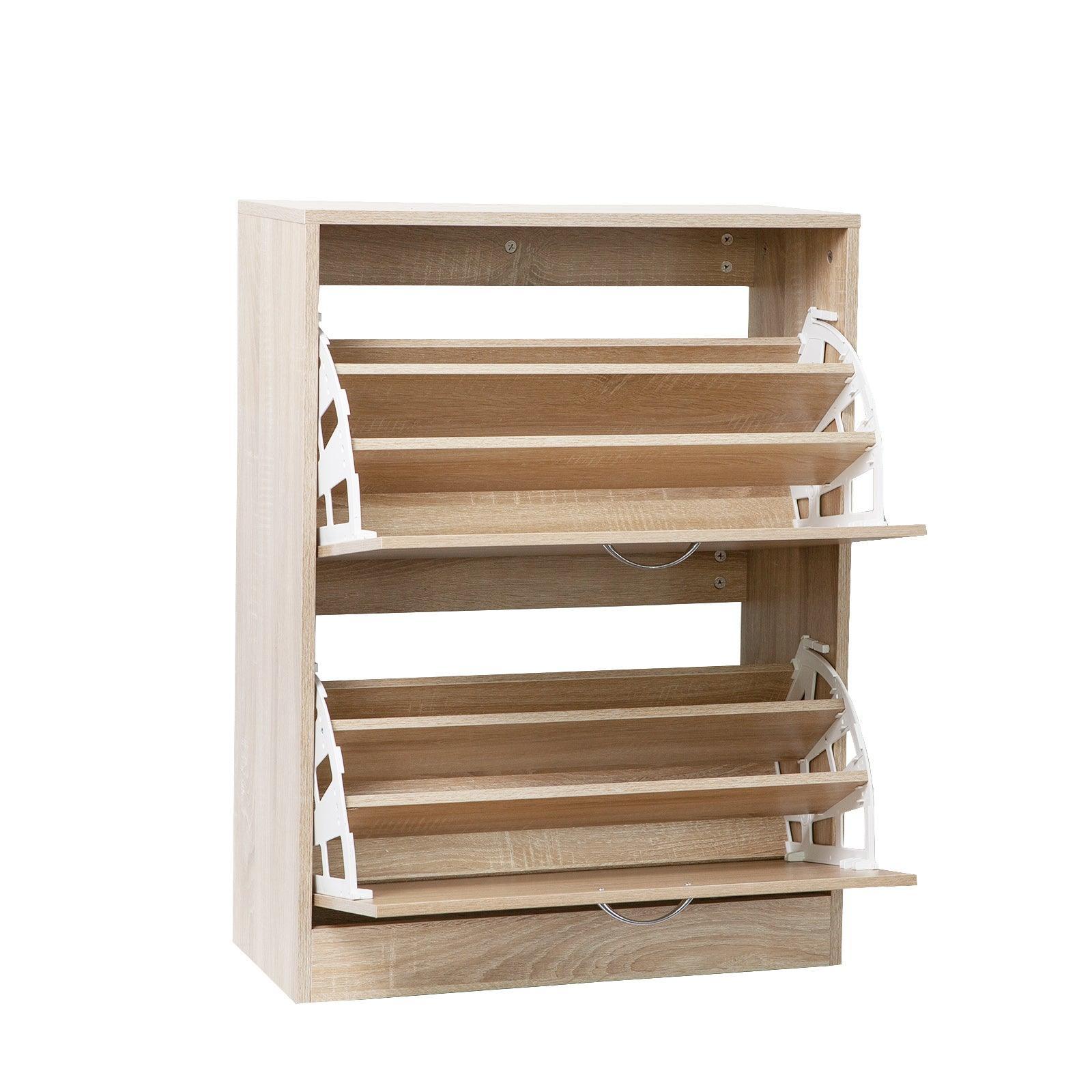 Milano Decor 24 Pair Wooden Shoe Cabinet Drawer Storage - Oak - John Cootes