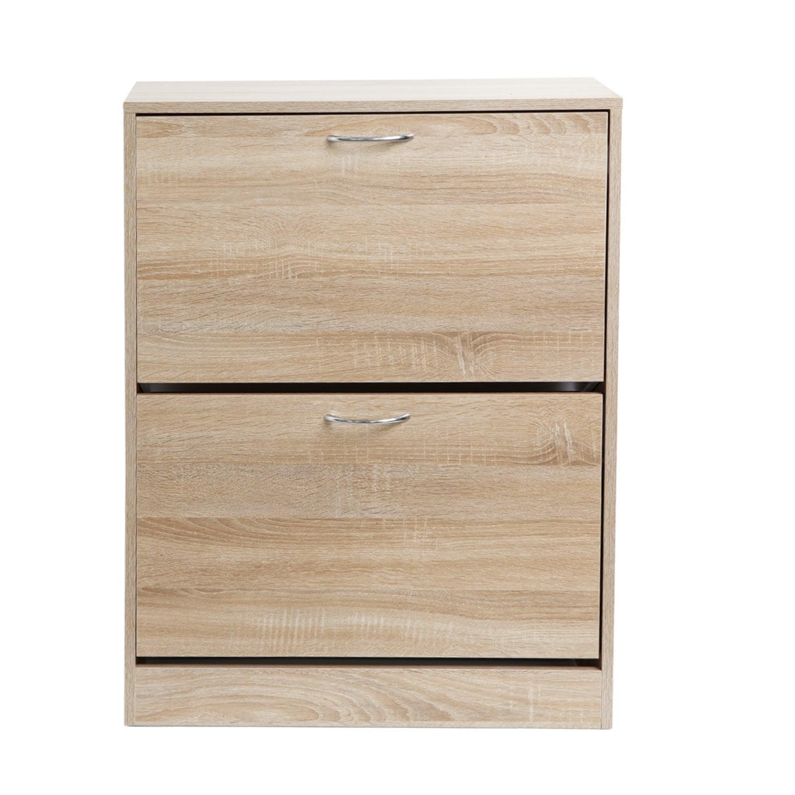 Milano Decor 24 Pair Wooden Shoe Cabinet Drawer Storage - Oak - John Cootes