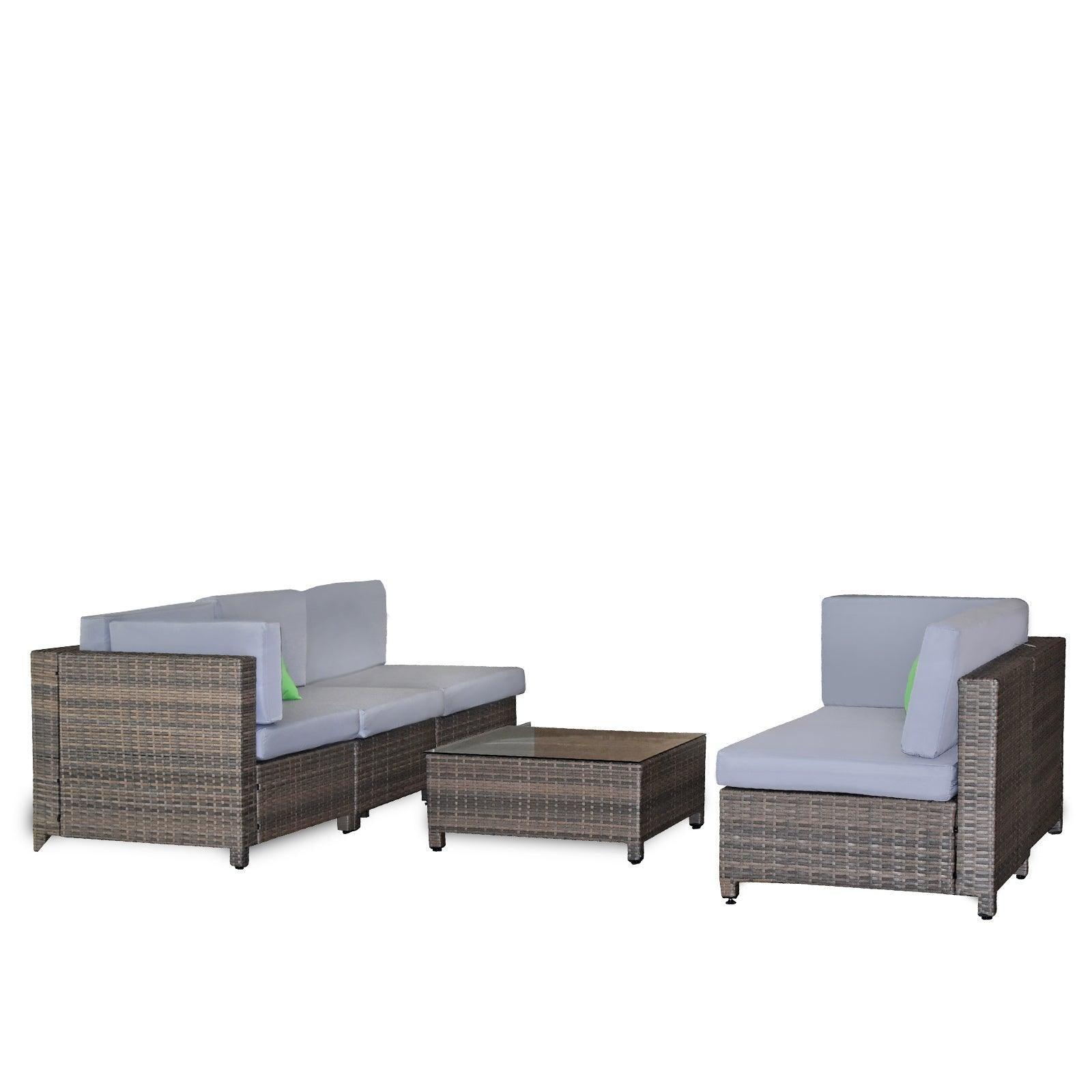 Milano Decor 5 Piece Outdoor Sofa Set Rattan Oatmeal Black Patio Garden Lounge - John Cootes