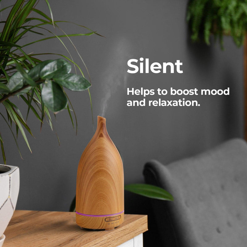 Milano Decor Aroma Diffuser 100ml Ultrasonic Humidifier Purifier And 3 Pack Oils - Light Wood - John Cootes