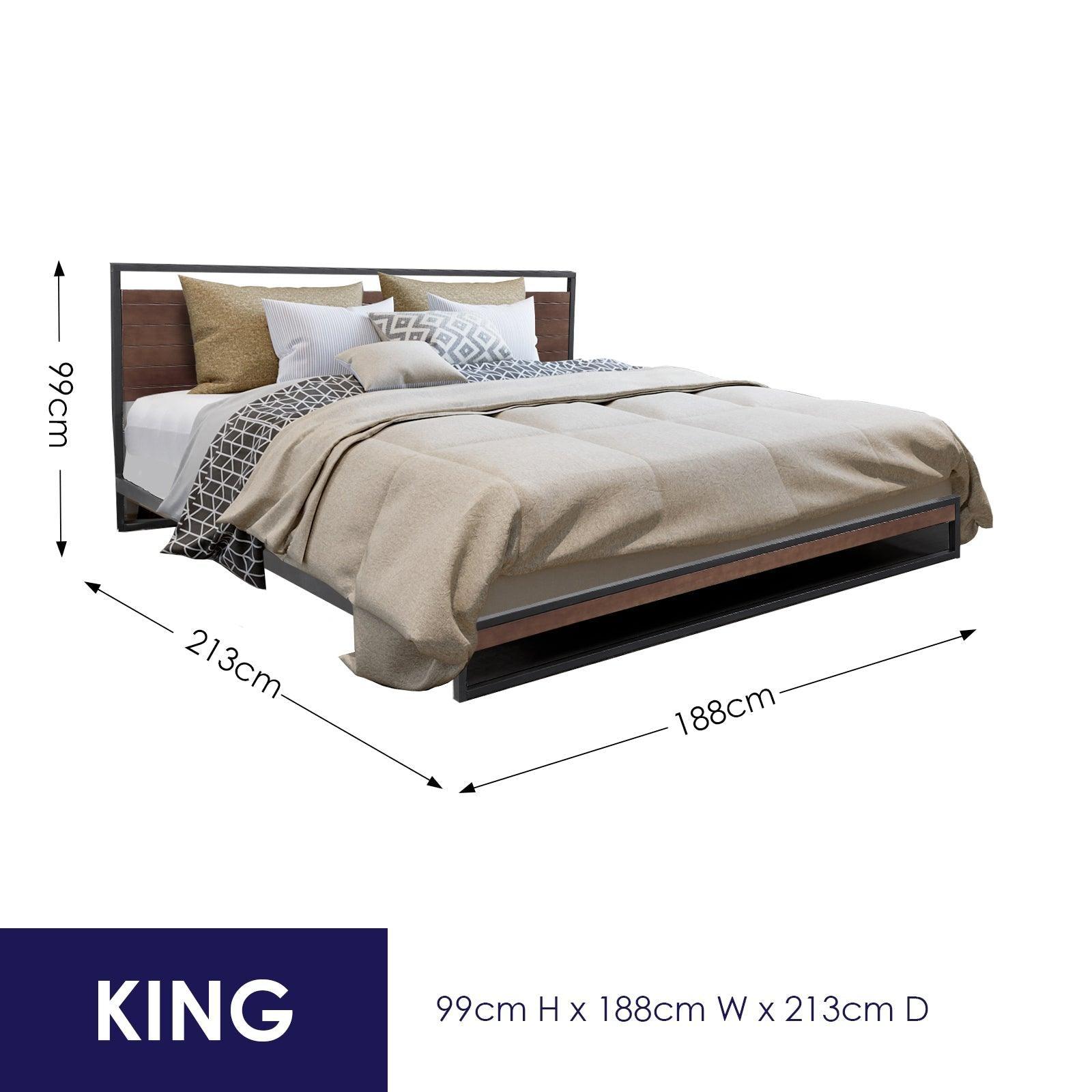 Milano Decor Azure Bed Frame With Headboard Black Wood Steel Platform Bed - King - Black - John Cootes