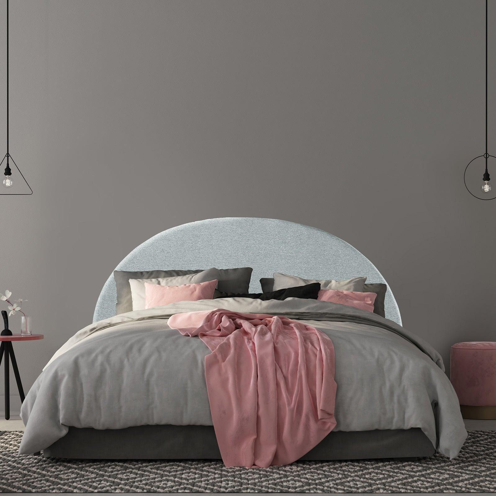 Milano Decor Barcelona Curved Light Grey Bed Head Headboard Bedhead Upholstered - King - Light Grey - John Cootes