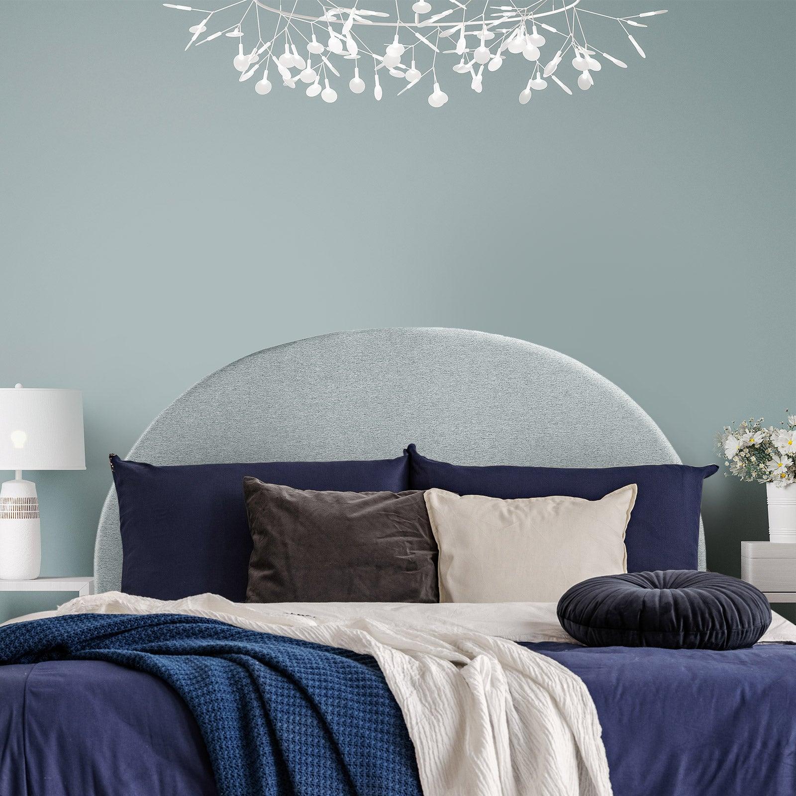 Milano Decor Barcelona Curved Light Grey Bed Head Headboard Bedhead Upholstered - King - Light Grey - John Cootes