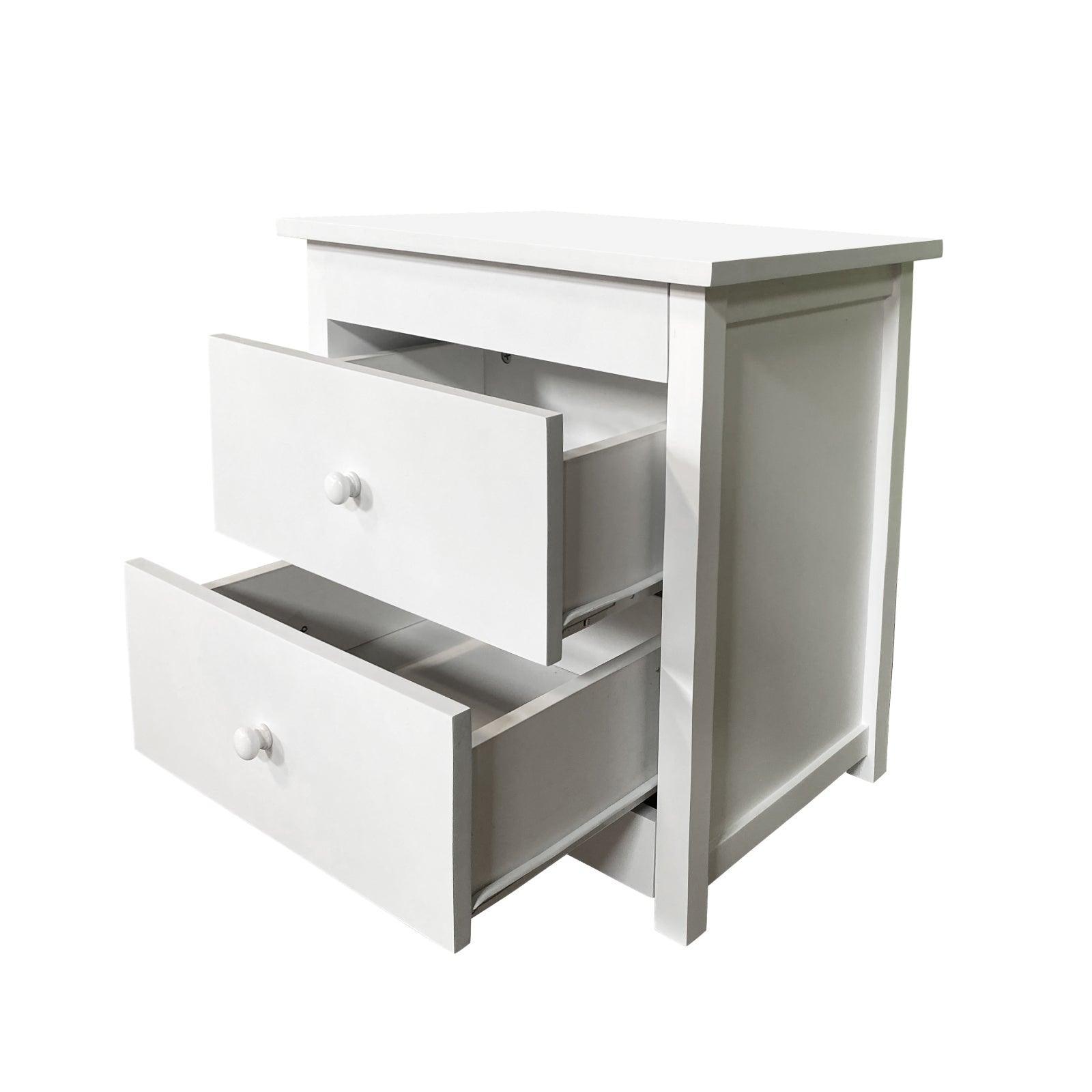 Milano Decor Bedside Table Byron Bay White Storage Cabinet Bedroom - One Pack - White - John Cootes