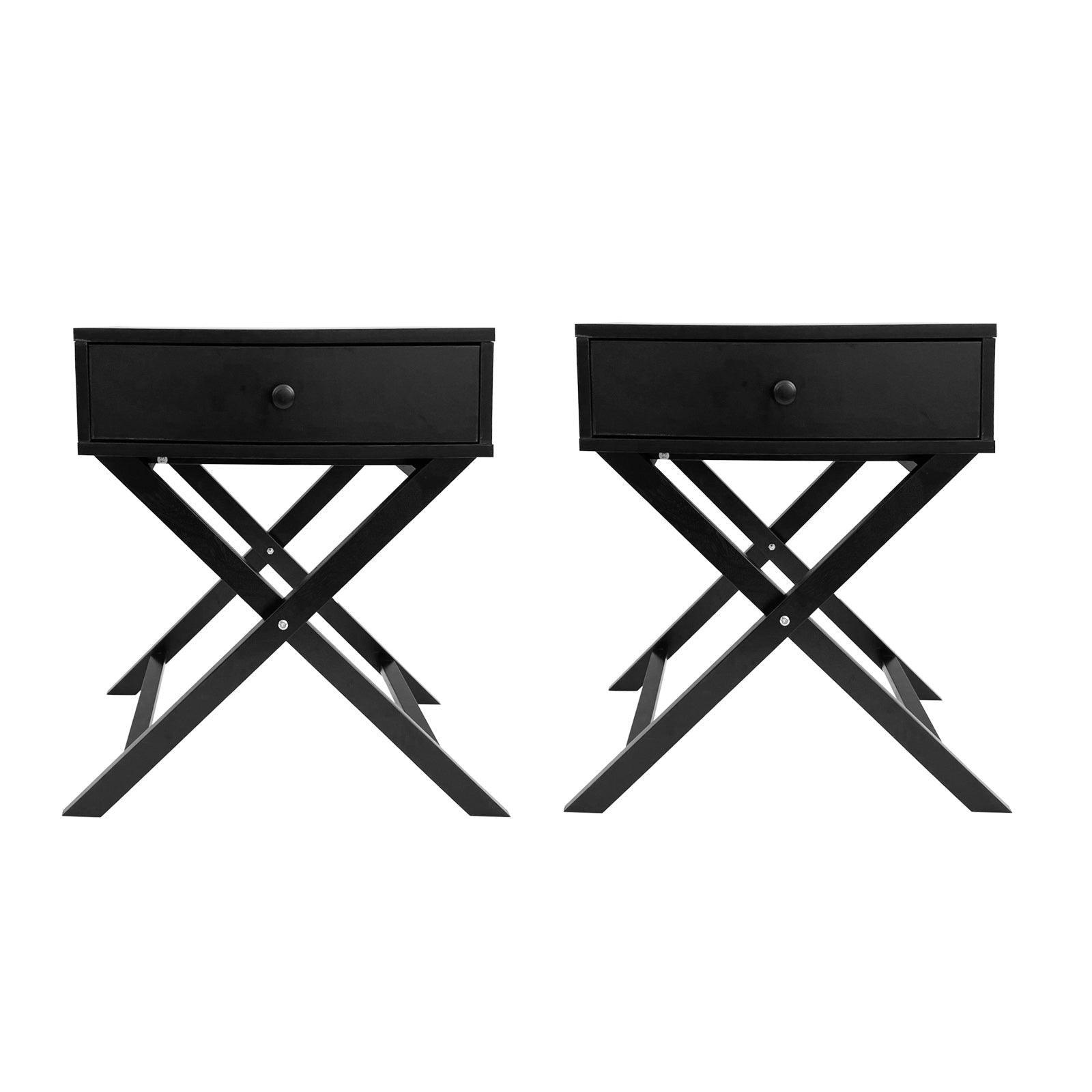 Milano Decor Bedside Table Surry Hills Black Storage Cabinet Bedroom - Two Pack - Black - John Cootes