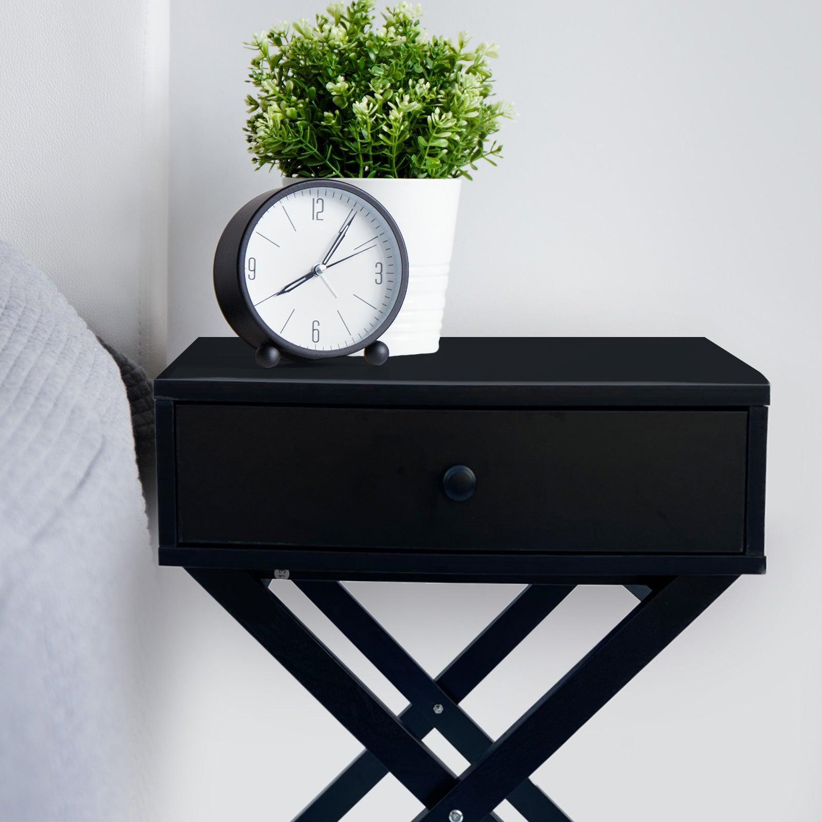 Milano Decor Bedside Table Surry Hills Black Storage Cabinet Bedroom - Two Pack - Black - John Cootes