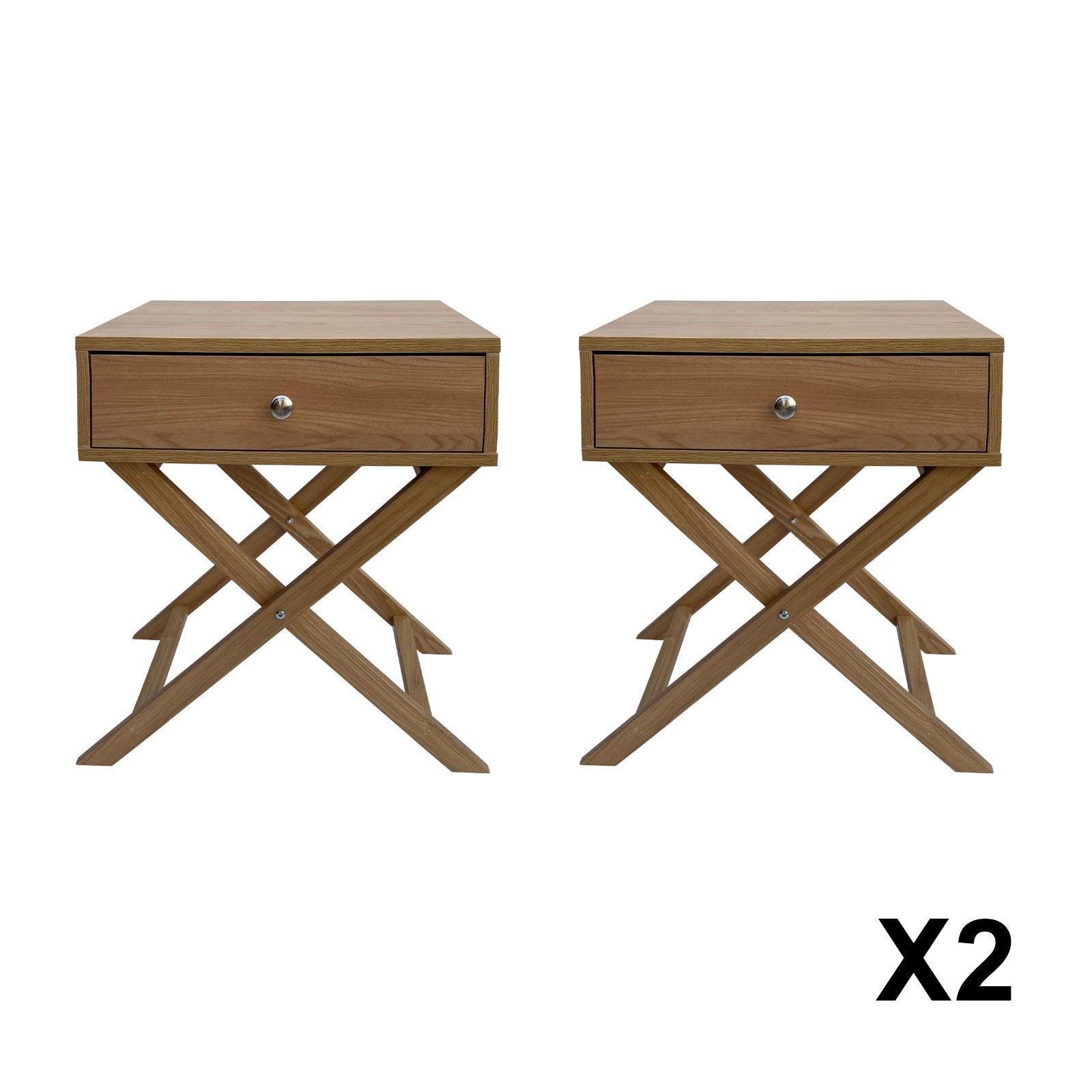 Milano Decor Bedside Table Surry Hills Oak Storage Cabinet Bedroom - Two Pack - Oak - John Cootes