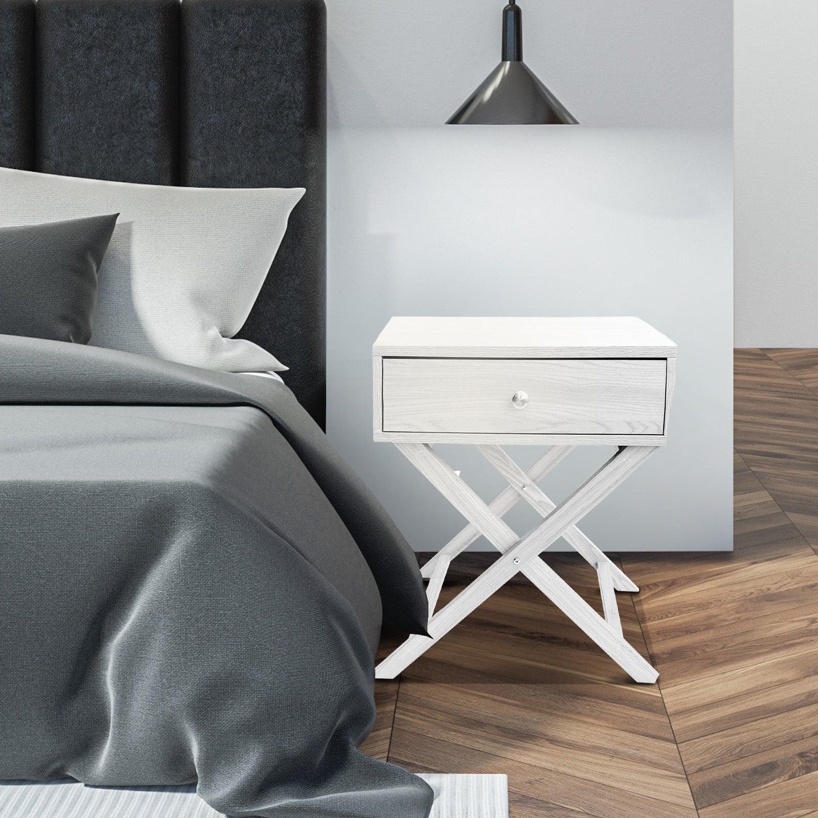 Milano Decor Bedside Table Surry Hills White Storage Cabinet Bedroom - One Pack - White - John Cootes