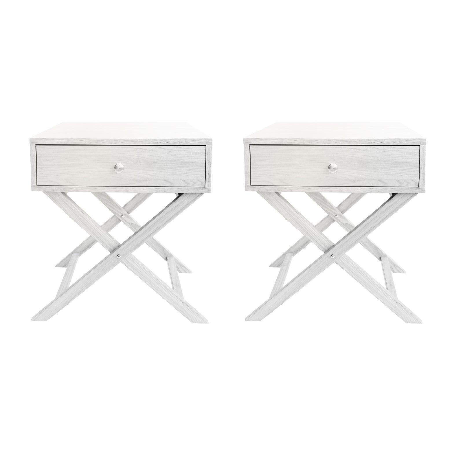 Milano Decor Bedside Table Surry Hills White Storage Cabinet Bedroom - Two Pack - White - John Cootes