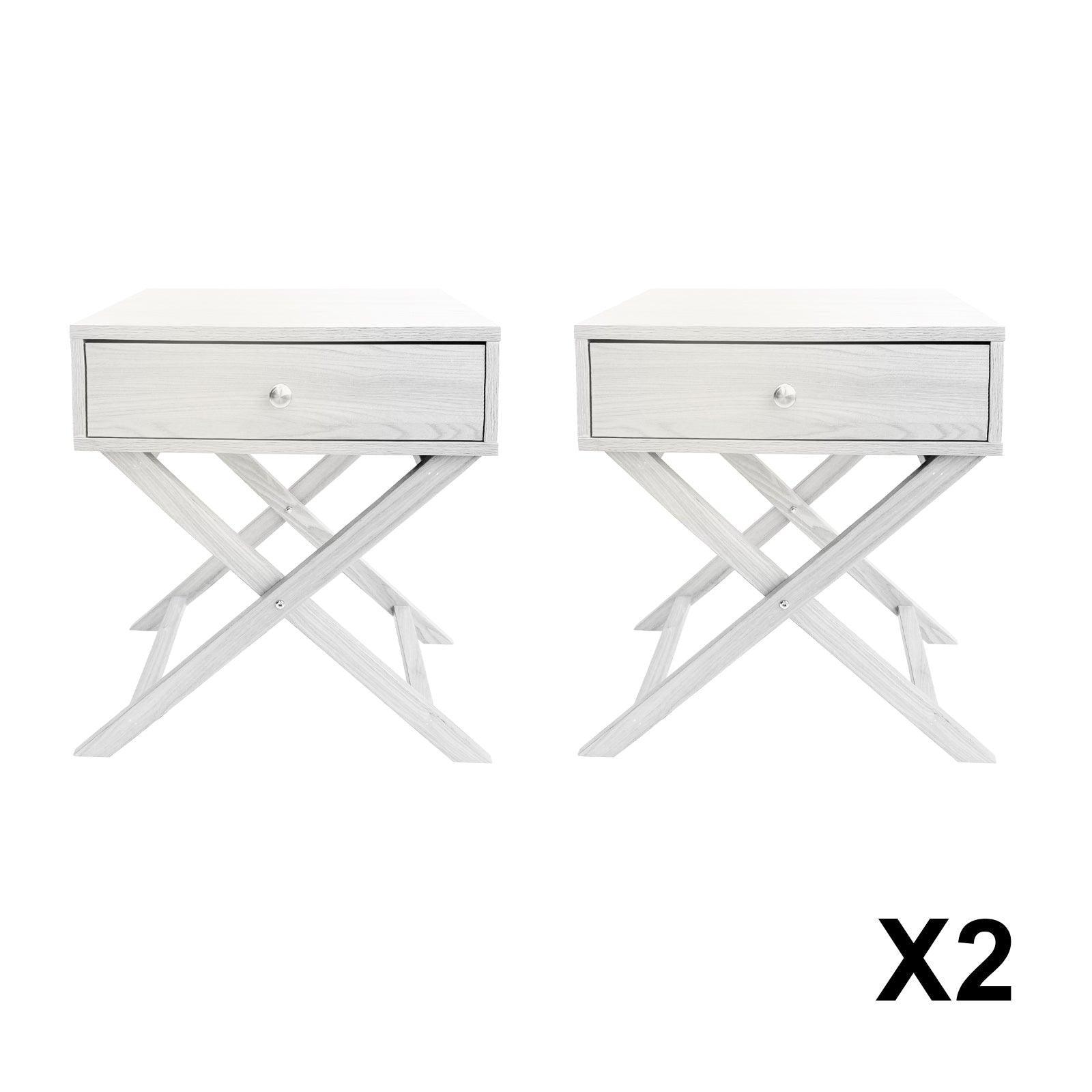 Milano Decor Bedside Table Surry Hills White Storage Cabinet Bedroom - Two Pack - White - John Cootes