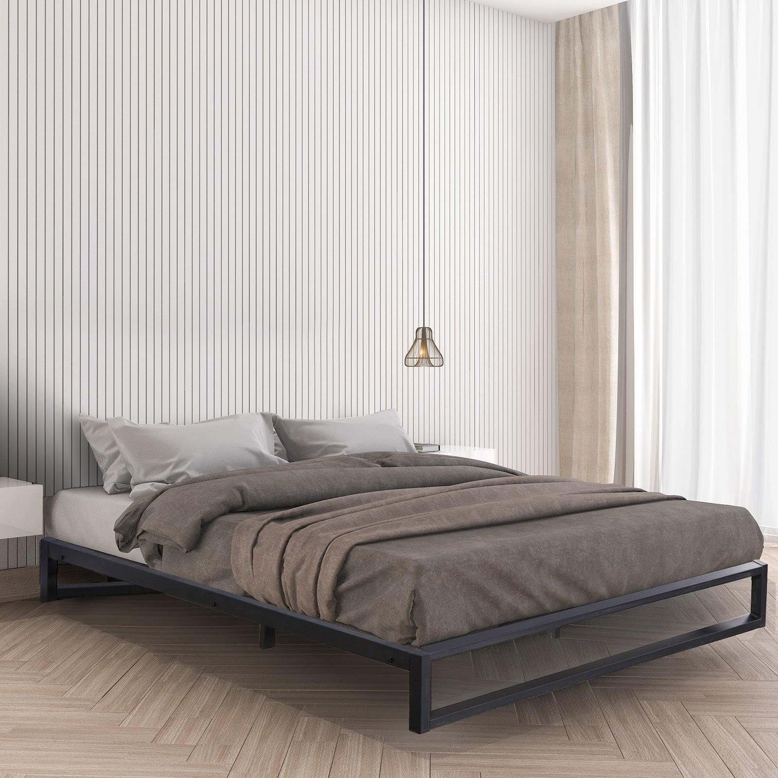 Milano Decor Florence Metal Bed Frame Mattress Base Platform Modern Black - Single - Black - John Cootes