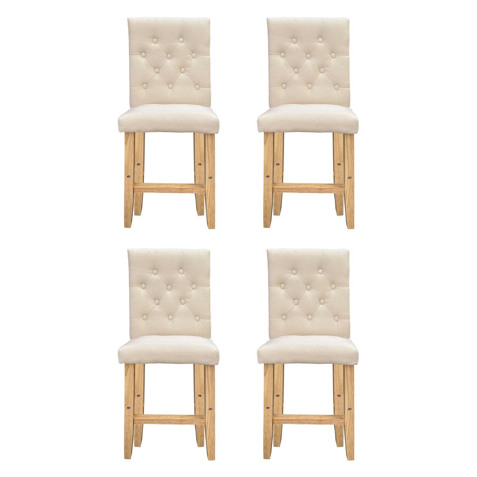 Milano Decor Hamptons Barstool Cream Chairs Kitchen Dining Chair Bar Stool - Four Pack - Cream - John Cootes