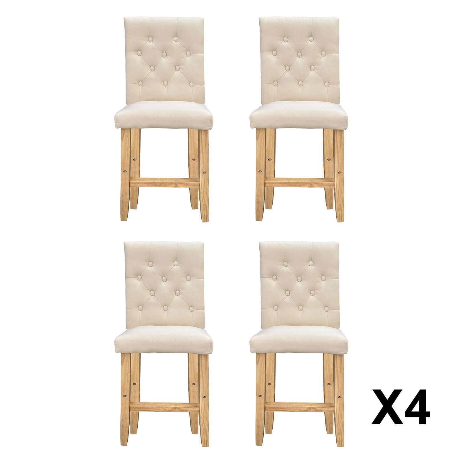 Milano Decor Hamptons Barstool Cream Chairs Kitchen Dining Chair Bar Stool - Four Pack - Cream - John Cootes
