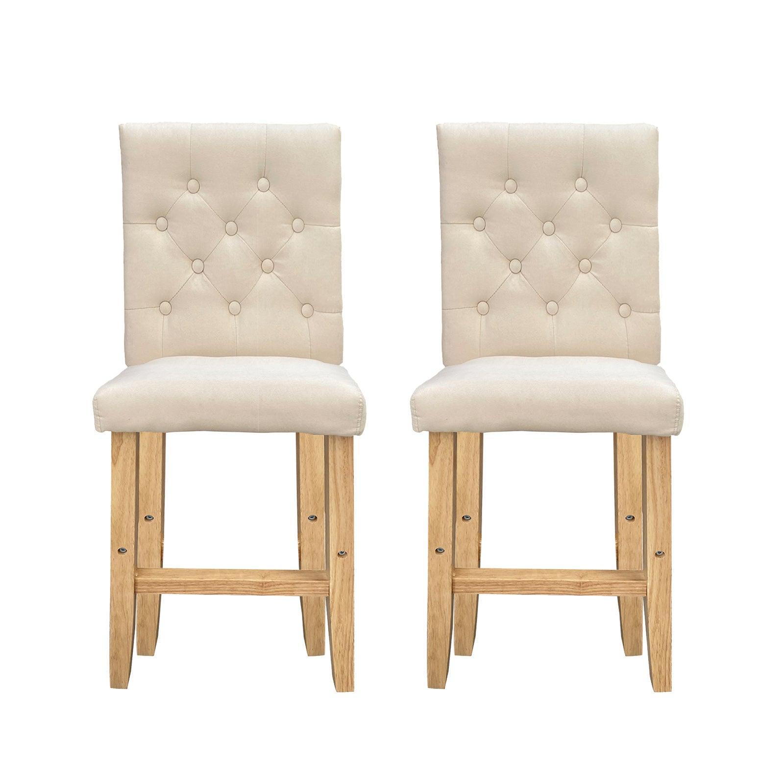 Milano Decor Hamptons Barstool Cream Chairs Kitchen Dining Chair Bar Stool - Two Pack - Cream - John Cootes