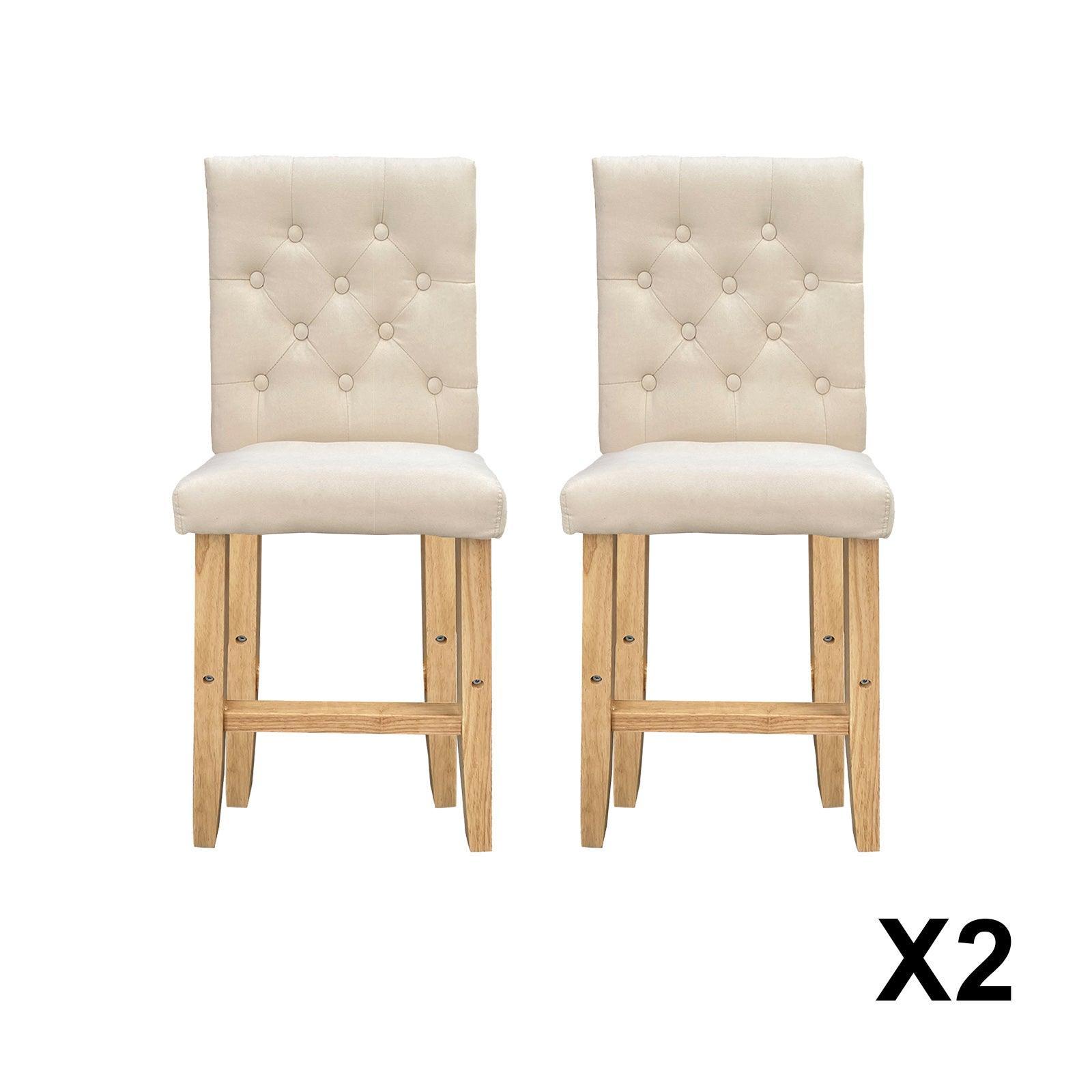 Milano Decor Hamptons Barstool Cream Chairs Kitchen Dining Chair Bar Stool - Two Pack - Cream - John Cootes