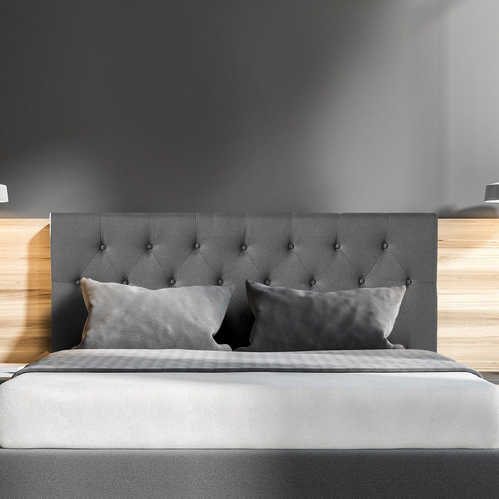 Milano Decor Madrid Tufted Charcoal Bed Head Headboard Bedhead Upholstered - King - Charcoal - John Cootes